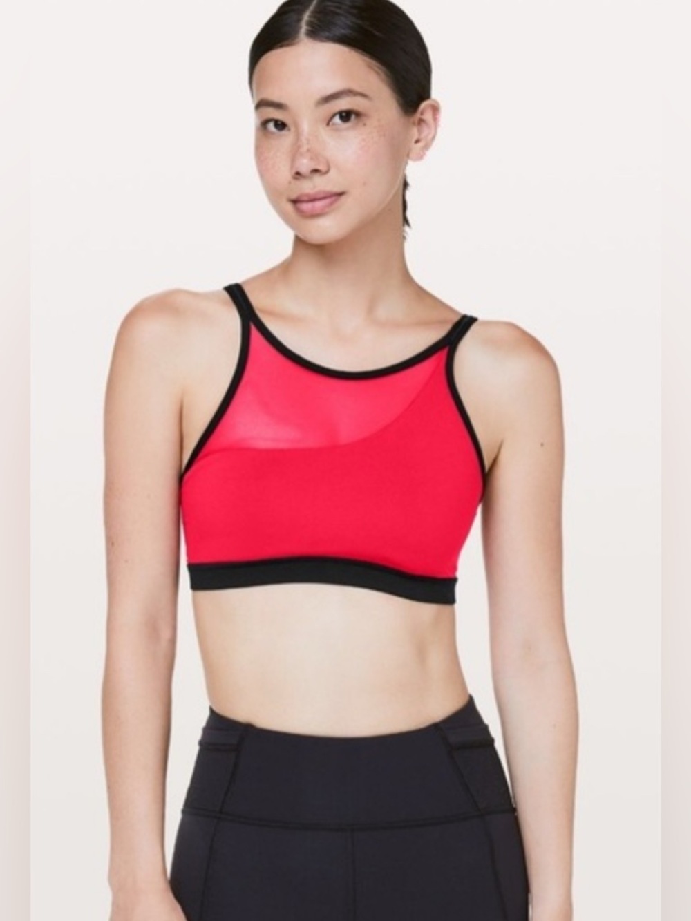 Lululemon Women’s High-Neck Sports Bra in Red and Black